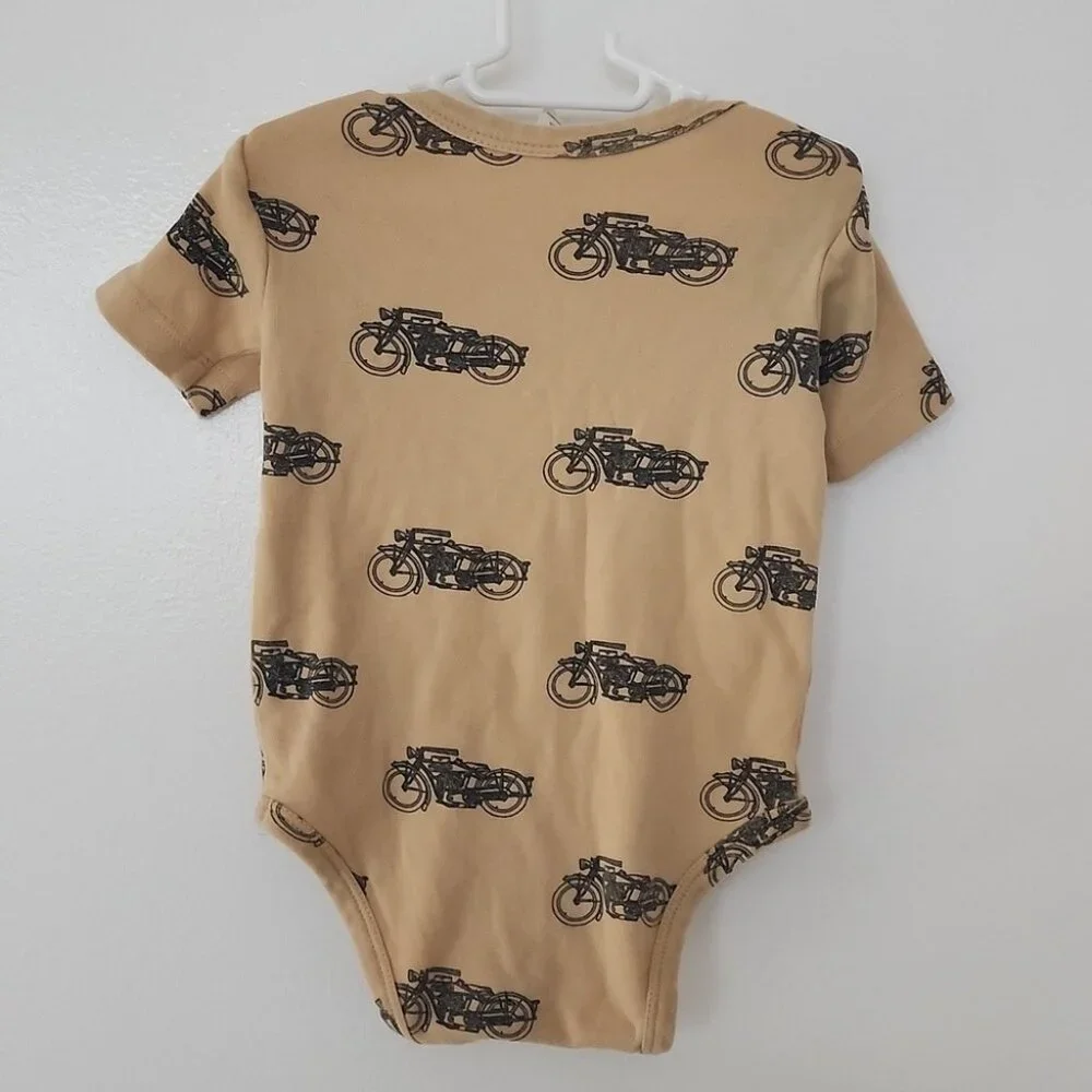 kate quinn Tan Bodysuit with Black Motorcycle Print